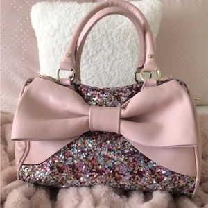 Betsey Johnson Sequin Bow Satchel With Straps🎀